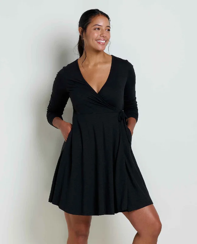 Women's Outfit For The Office Chic Trend Collection Freesia Long Sleeve Wrap Dress