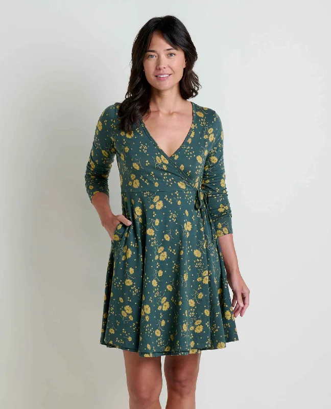 Women's Cozy Winter Attire Style Upgrade Freesia Long Sleeve Wrap Dress