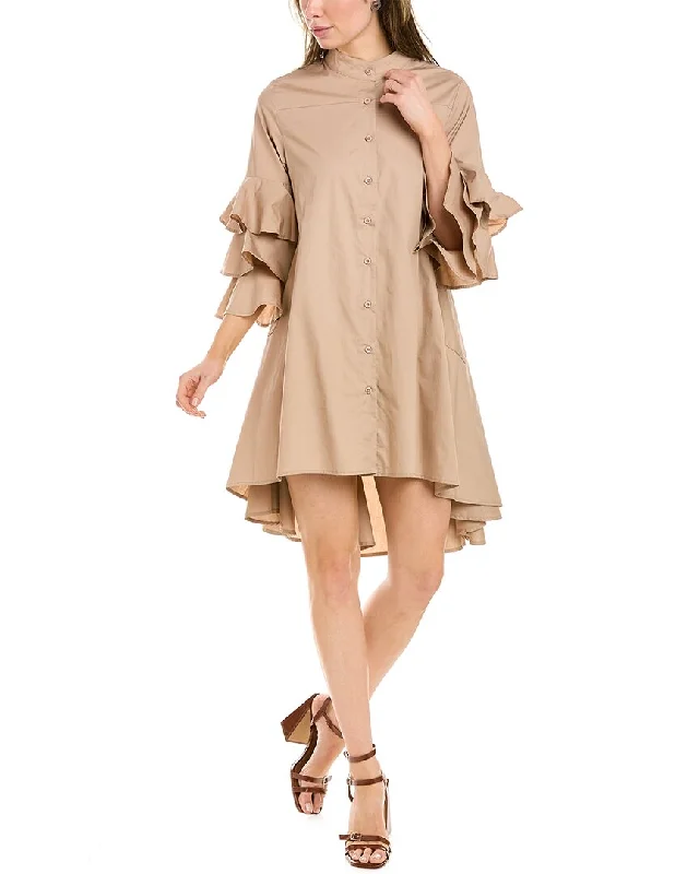 Gracia Layered Ruffle Sleeve Shirtdress