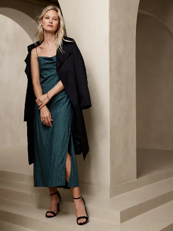 Casual Women's Clothing Online Chic And Edgy Jacquard Midi Slip Dress