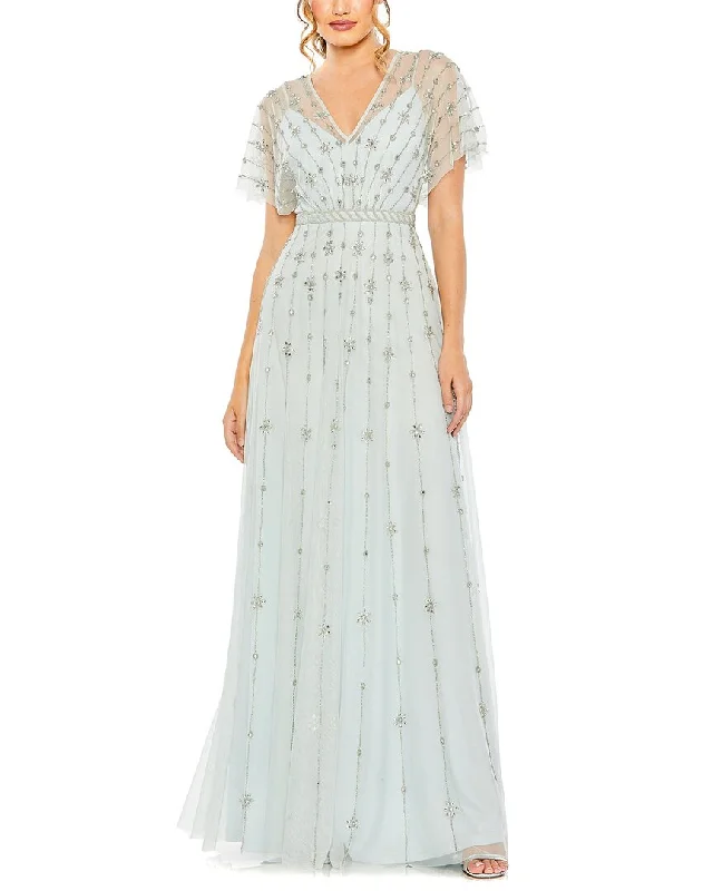 Clothing Online Low Price Special Mac Duggal V Neck Embellished Flutter Sleeve A Line Gown Clothing Online Low Price Special Mac Duggal V Neck Embellished Flutter Sleeve A Line Gown