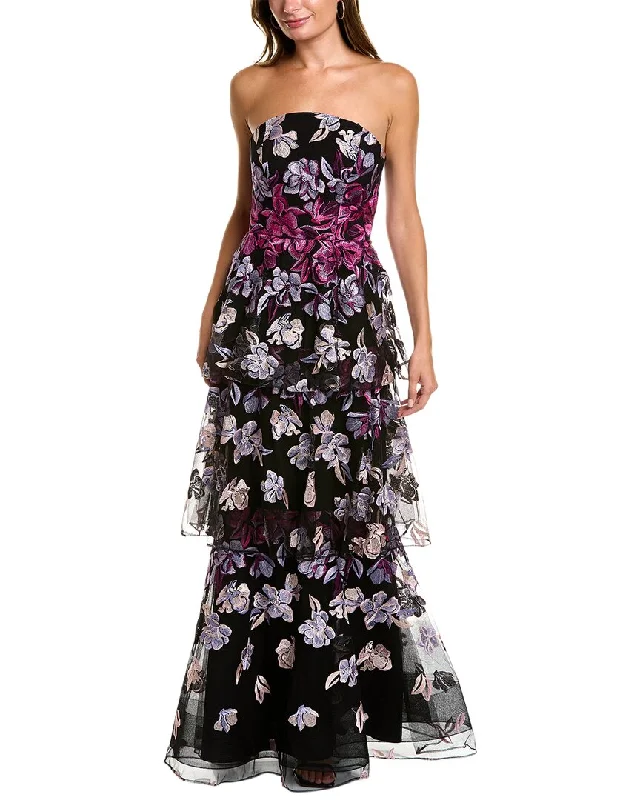 Marchesa Notte Tiered Strapless Gown