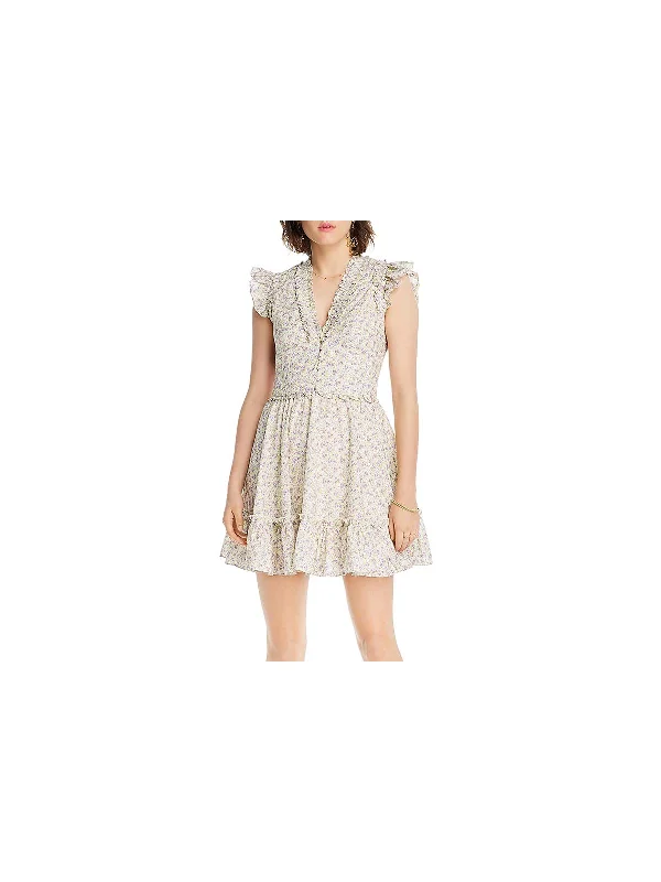 Clothes For Women Summer Fashion Melissa Womens Floral Ruffle Mini Dress