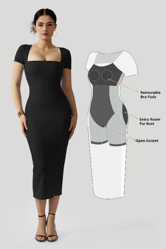 Women's Clothing for Every Season and Trend New Styles Just In Queen Anne Neckline Dress With Built in Shapewear Women's Clothing for Every Season and Trend New Styles Just In Queen Anne Neckline Dress With Built in Shapewear