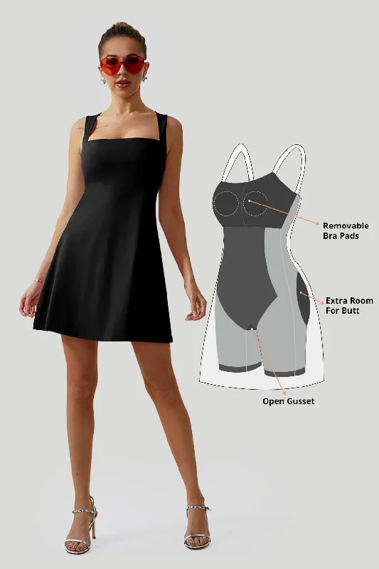 Trendy Women's Outfits for Casual Wear Don't Miss Out Square Neck Mini Dress With Built-in Shapewear Trendy Women's Outfits for Casual Wear Don't Miss Out Square Neck Mini Dress With Built-in Shapewear