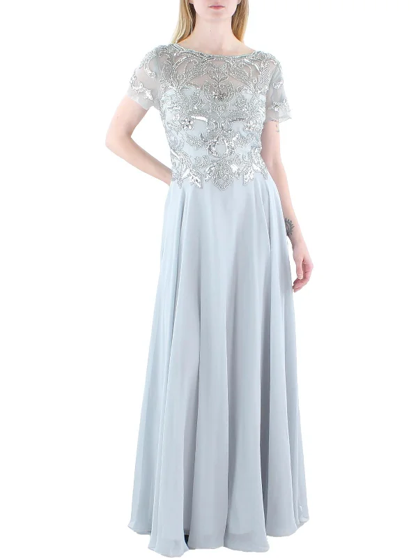 Best Online Boutiques For Women Seasonal Trends Womens Embellished Chiffon Evening Dress