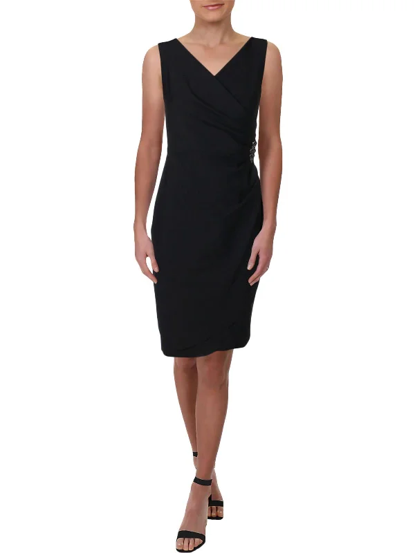 Affordable Women's Outfit Trendy Threads Womens Embellished Faux-Wrap Cocktail And Party Dress
