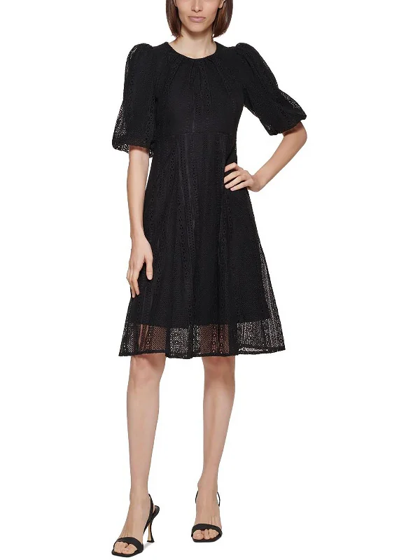 Womens Lace Knee Fit & Flare Dress