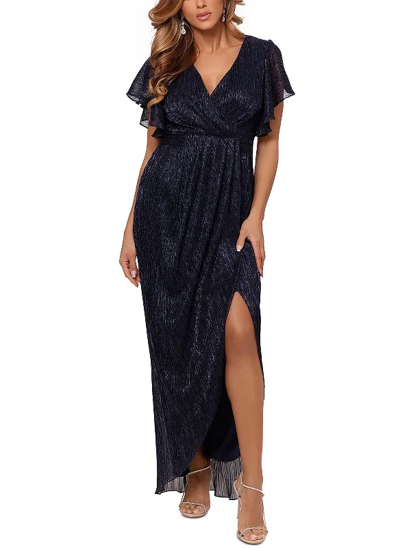 Clothes For Sale All Season Basics Discount Womens Metallic Faux-Wrap Evening Dress