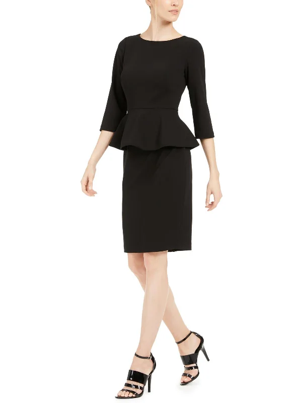 Womens Peplum 3/4 Sleeves Sheath Dress