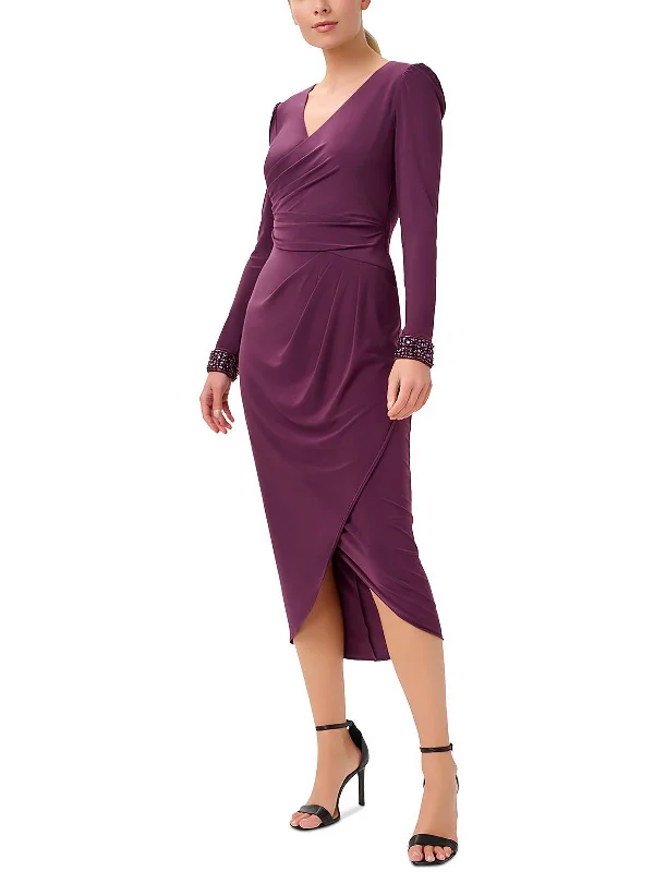 Womens Surplice Tea Wrap Dress