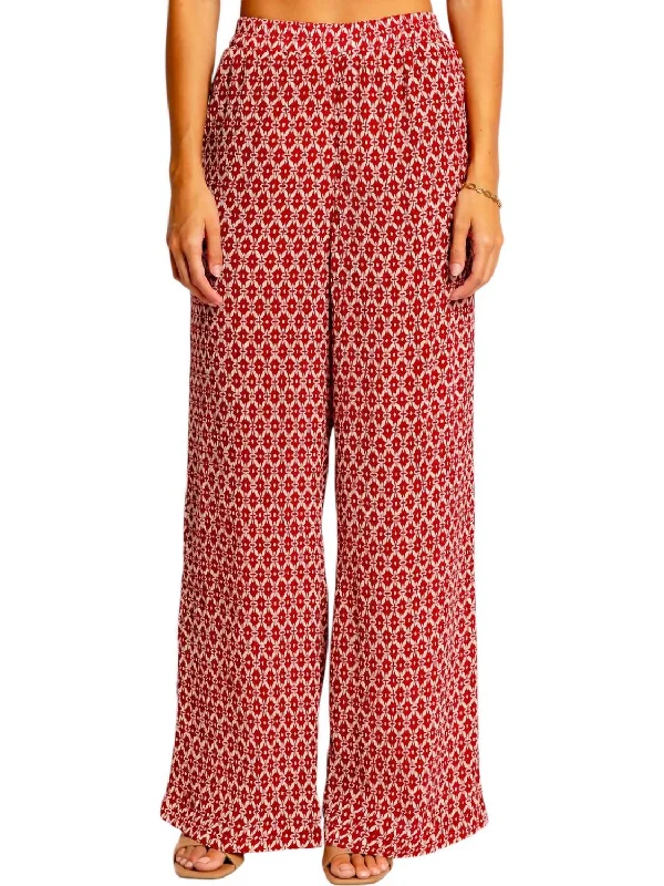 Annie Wide Leg Pants In Red Geo