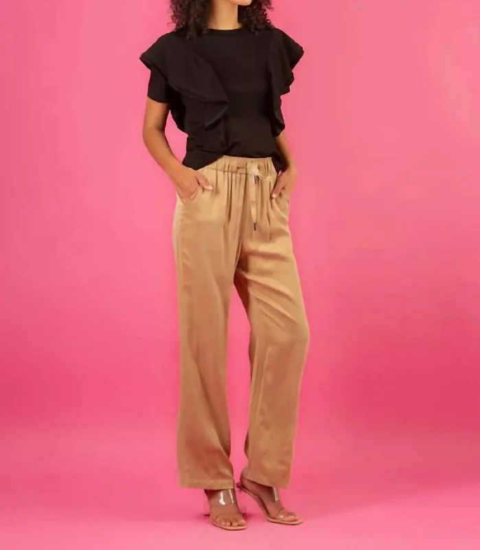 Cupro Relaxed Pant In Khaki