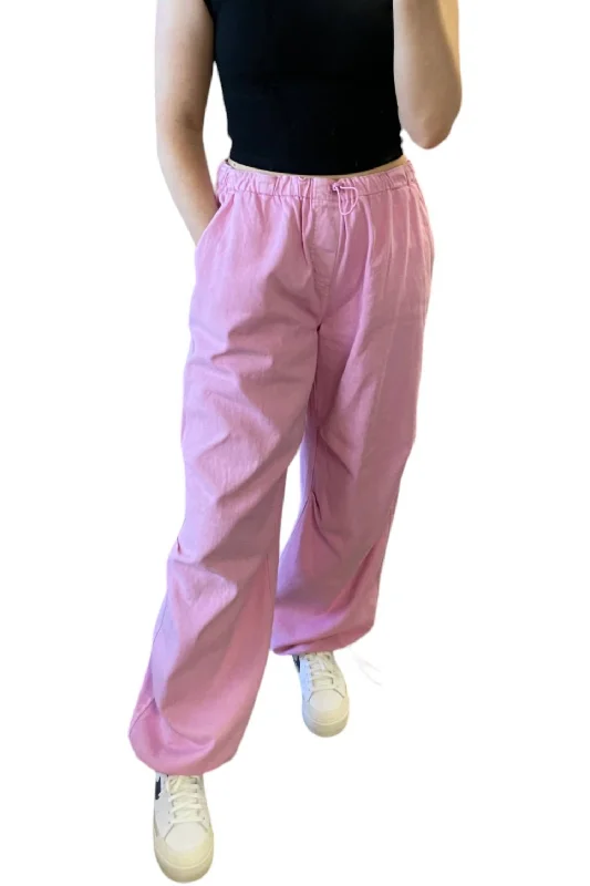 Women's Festive Attire Fashion For Every Occasion Denim Parachute Pants In Pink