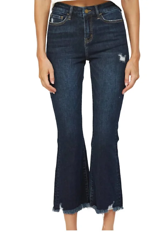 High Rise Crop Flare Jean In Dark Wash