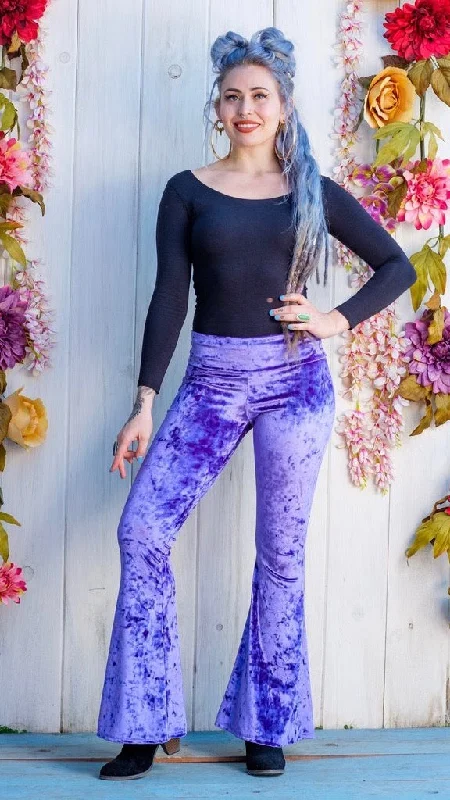 Women's Resort Apparel Athleisure Wear Lavender Velvet Slim Bells