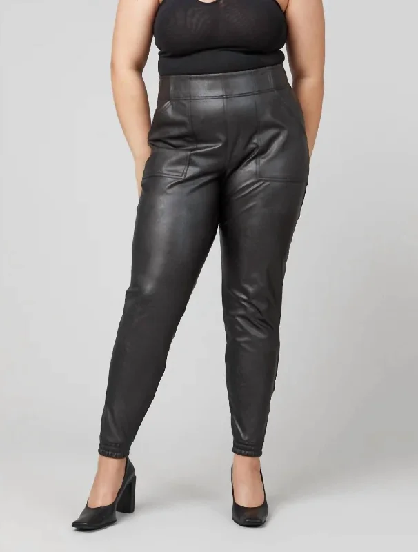 Timeless Elegance Holiday Sale Leather-Like Jogger In Black