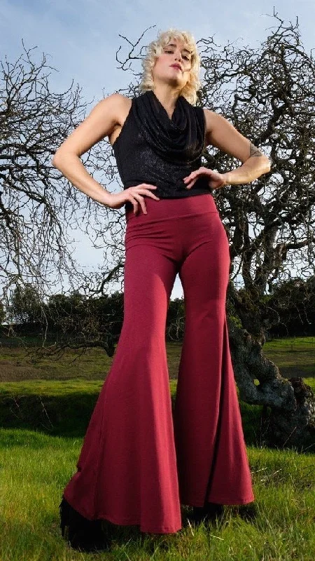 Affordable Women's Clothes Seasonal Sale Maroon Bamboo High Waisted Big Bells
