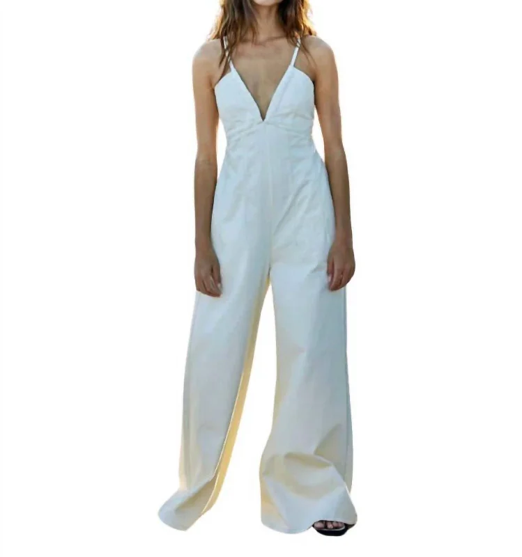 Midweek Denim Jumpsuit In Ivory