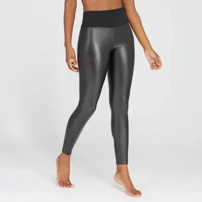 New - ASSETS by SPANX Womens Plus Regular Skinny Leg Ankle Faux Leather Leggings