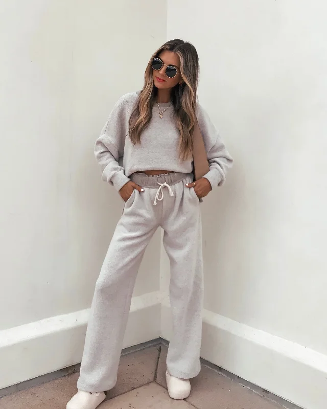 Modern Women's Outfit Eclectic Style Wardrobe Taupe Brushed Lounge Sweatpants