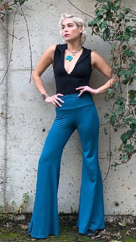 Seasonal Trends Casual Elegance Teal Bamboo High Waisted Big Bells