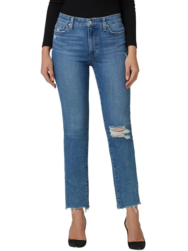 Women's Outfit Style Streetwear Womens Boyfriend Distressed Cropped Jeans