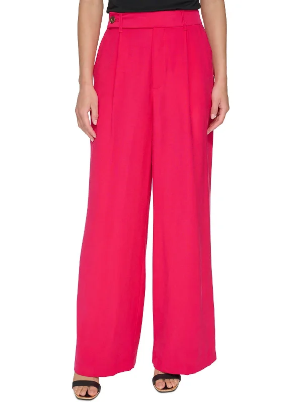Season Sale Effortless Comfort Womens High Rise Pleated Wide Leg Pants