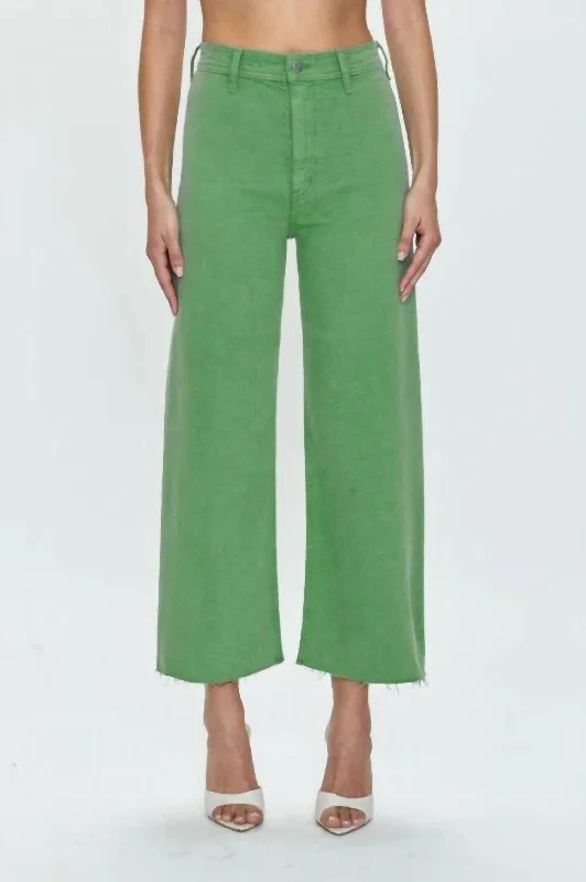 Women's Work Outfit Women's Fashion Hotspots Women's Penny Crop High Rise Wide Leg Jeans In Avocado